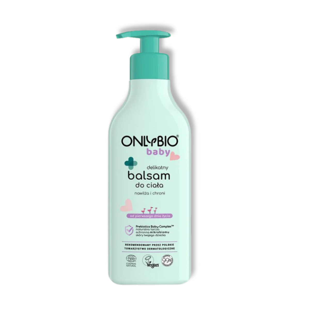 OnlyBio Baby Delikatny Balsam do Ciała dla Dzieci Nawilża i Chroni Prebiotyki Kompleks dla niemowląt Wegański Od 1. dnia życia 300ml