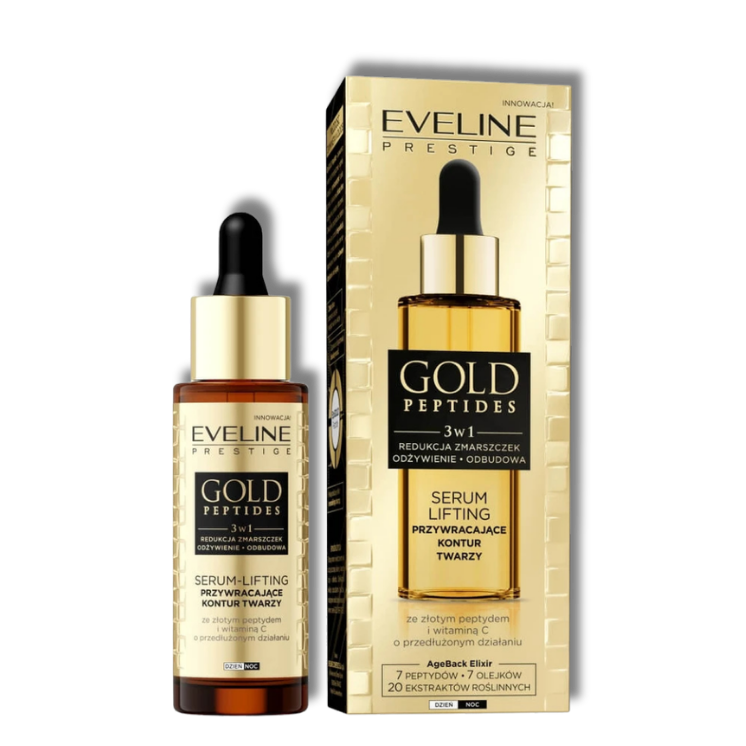 Eveline Gold Peptides Lifting Serum 3w1 Kontur Twarzy 30ml
