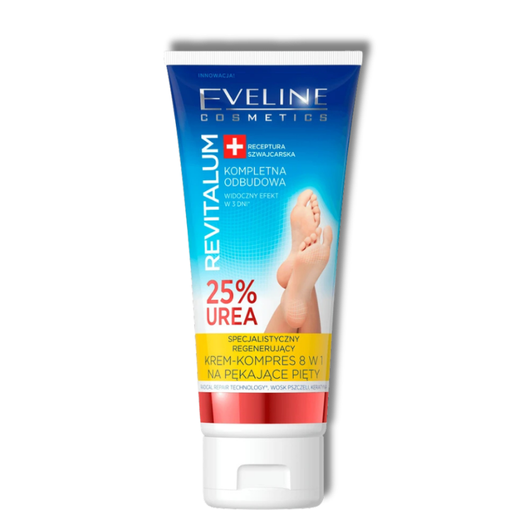 Eveline Revitalum 25% Mocznik Krem-Kompres Regenerujący 8w1 na Popękane Pięty 100ml
