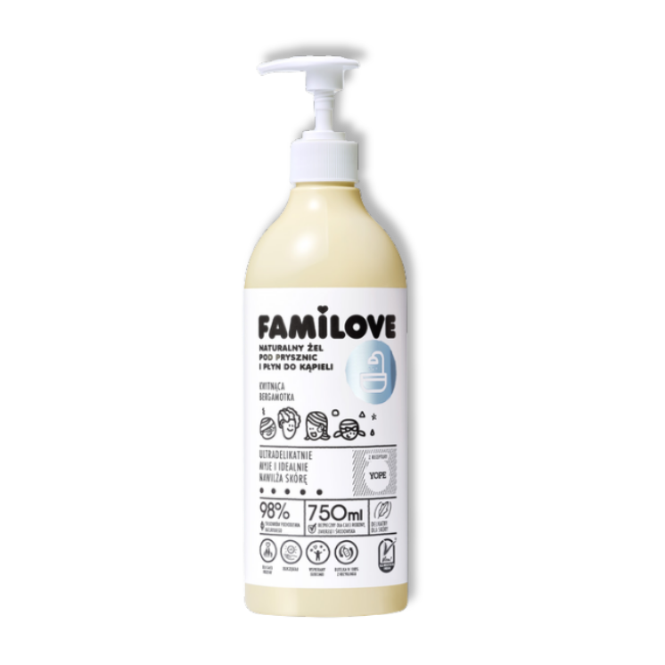 YOPE Familove Natuurlijke Douchegel en Badschuim - Bloeiende Bergamot 750 ml