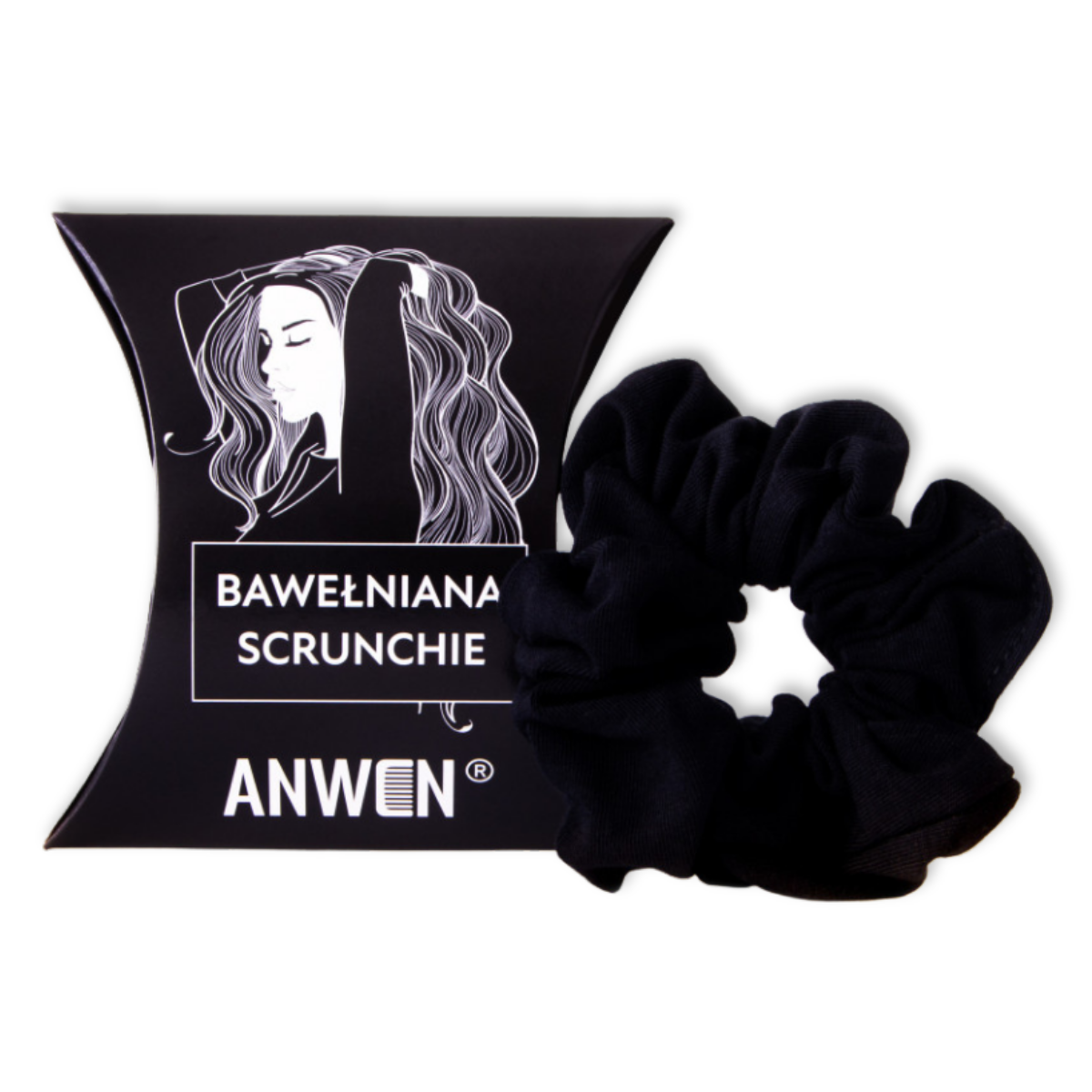 Anwen Bawełniana Gumka Scrunchie Czarna
