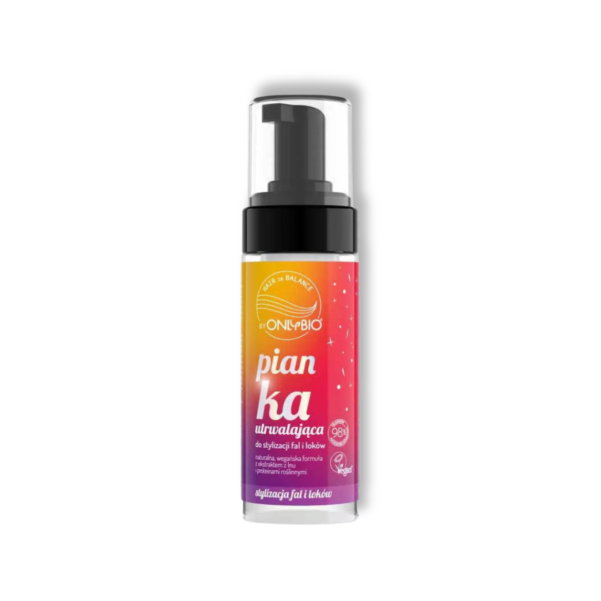 OnlyBio Hair in Balance Utrwalająca Pianka do Fal i Loków Wegański Len & Proteiny Roślinne 98% Naturalna 150ml