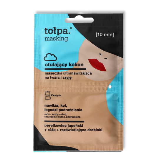 TOŁPA Dermo Face, Hydratacja - Ultra Nawilżająca Maseczka do Twarzy i Szyi w Płachcie - Otulający Kokon 5mlx2