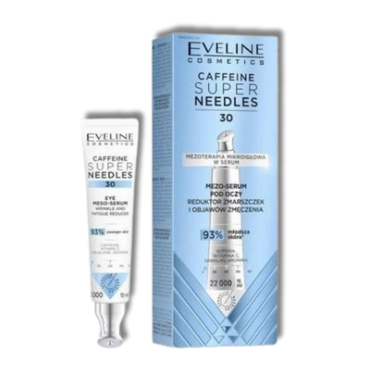Eveline Caffeine Super Needles 30 Mezo-Serum Pod Oczy Przeciwzmarszczkowe i Zmniejszające Oznaki Zmęczenia 15ml