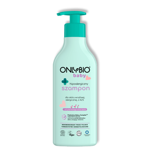 OnlyBio Baby Hypoallergene Shampoo voor Gevoelige & Allergische Huid Atopisch Eczeem Prebiotics Baby Complex Vegan Vanaf Dag 1 300ml - Milucevi Beauty Store