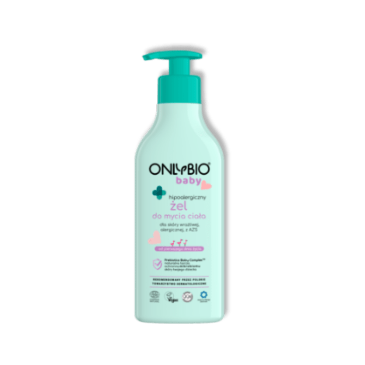 OnlyBio Baby Hypoallergene Wasgellichaam voor Gevoelige & Allergische Huid Atopisch Eczeem Prebiotics Baby Complex Vegan Vanaf Dag 1 300ml - Milucevi Beauty Store