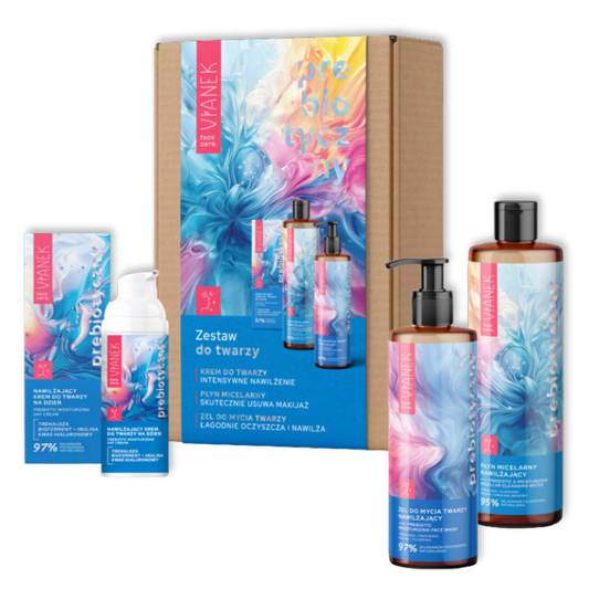Vianek Prebiotische Gezichtsverzorgingsset - Micellair Water 400ml + Dagcrème 50ml + Reinigingsgel 300ml - Milucevi Beauty Store