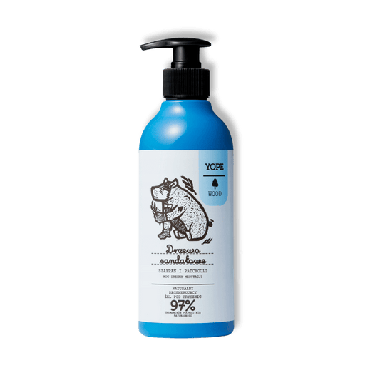 YOPE WOOD Natuurlijke Regenererende Douchegel Sandelhout & Saffraan & Patchouli 400 ml - Milucevi Beauty Store